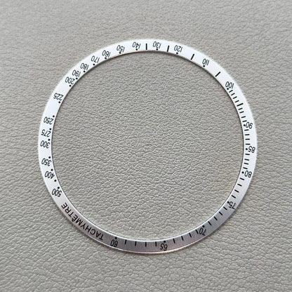 2 PIECES Ring+Black Font Watch Bezel Aluminum Alloy White for Omega Speedmaster