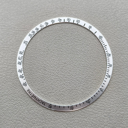 2 PIECES Ring+Black Font Watch Bezel Aluminum Alloy White for Omega Speedmaster