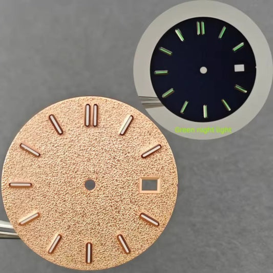 31mm Matted green lume dial with rose gold nails, compatible with NH35 movement by NH35 brand.