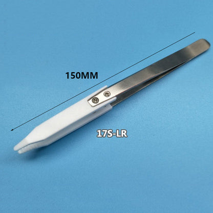 PTFE Teflon tweezers for semiconductor wafer handling, low contamination, ideal for lab and repair tasks.