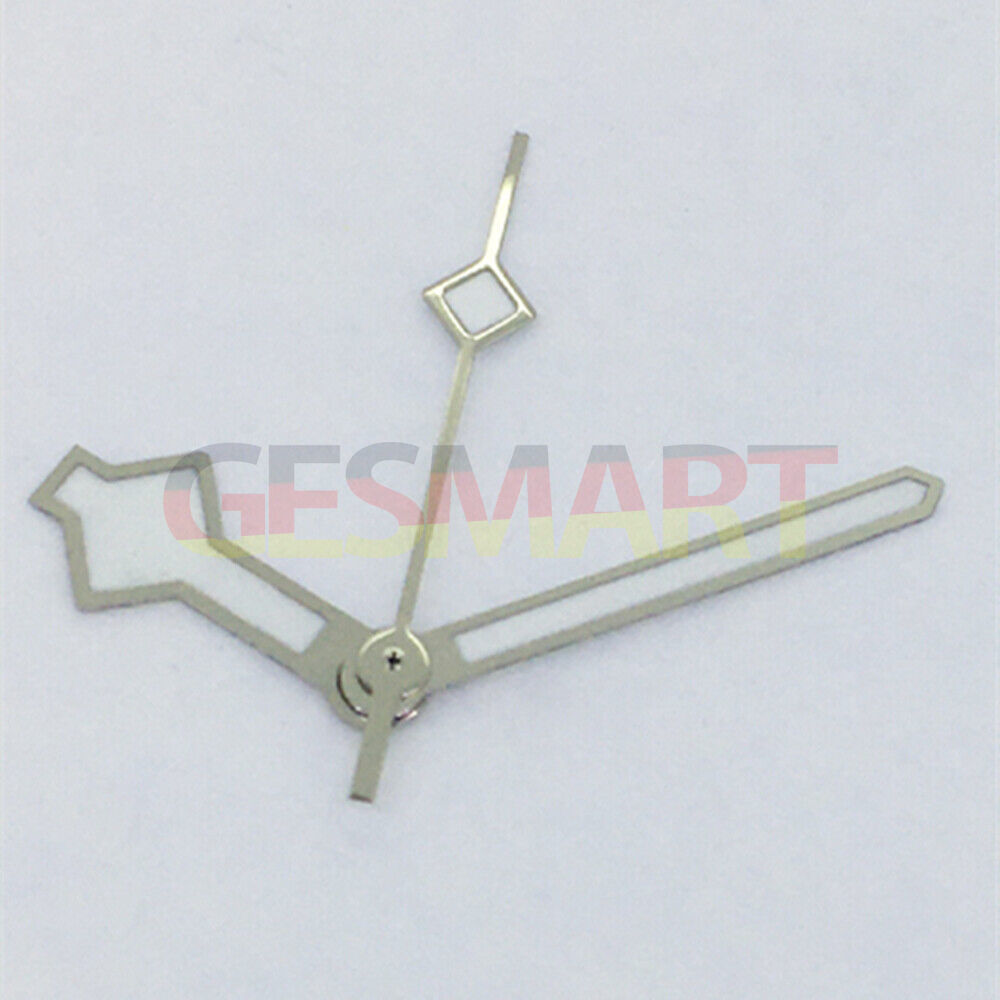 Green luminous watch hands with silver trim for Asian 8215/2813/8205 movement, enhancing readability and style.