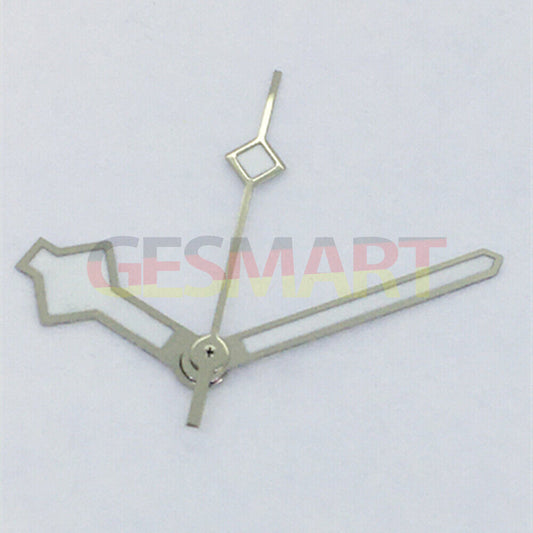 Green luminous watch hands with silver trim for Asian 8215/2813/8205 movement, enhancing readability and style.