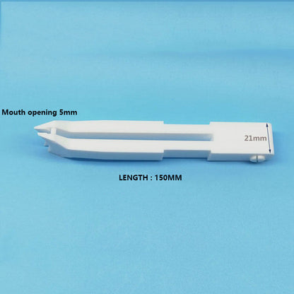 Wide-headed PTFE tweezer with acid and alkali resistance, ideal for handling silicon wafers.
