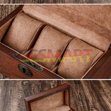 Wooden Watch Box Organizer Case 3 Slots Black/Brown Storage Box Display