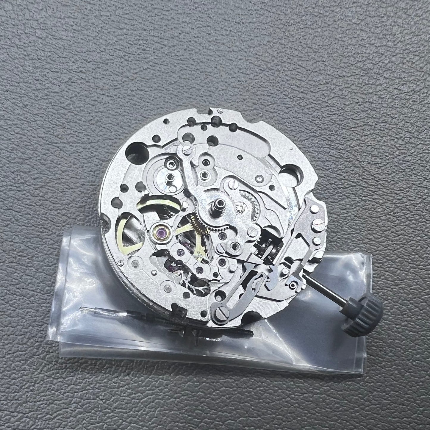 Japan Miyota 82S0 silver hollow automatic mechanical watch movement with visible gear design for precision timekeeping