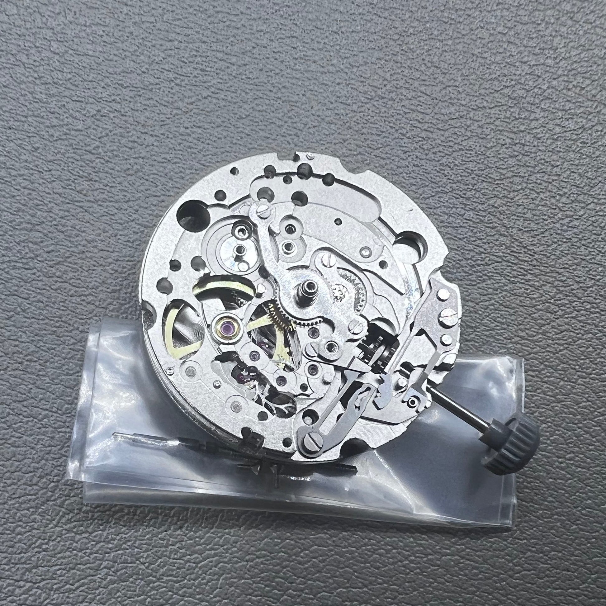 Japan Miyota 82S0 silver hollow automatic mechanical watch movement with visible gear design for precision timekeeping
