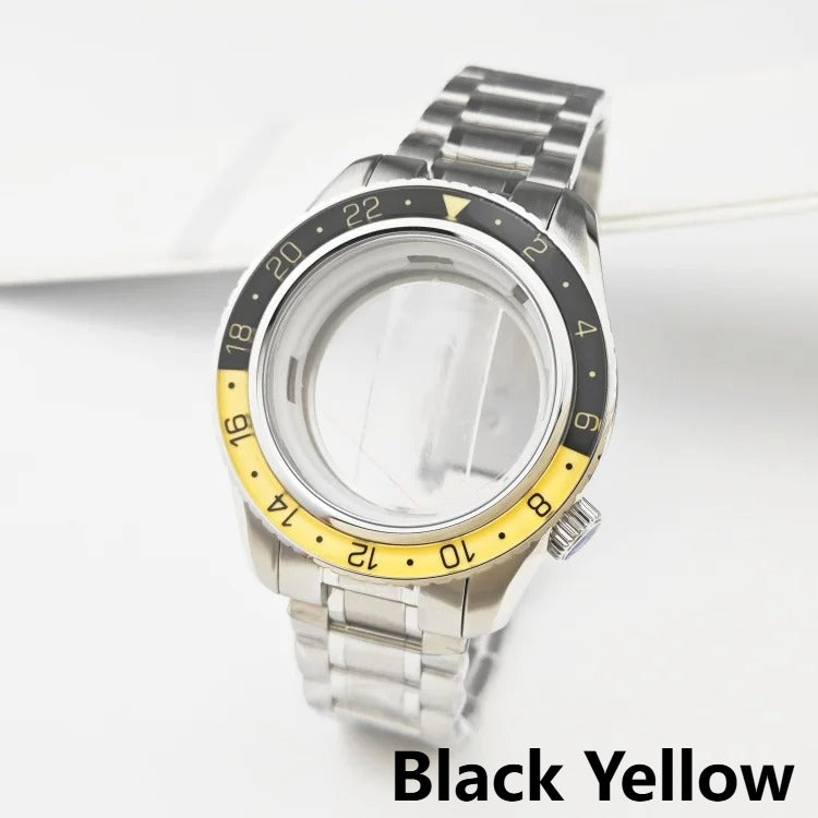 44mm 316L Watch Cases With Green Luminous Bezel for NH34/NH35/NH36/4R35A/4R36A