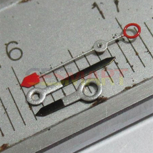 Silver and black painted watch hands compatible with Miyota 2035 2115 2105 2305 2315 movements, precision fit.