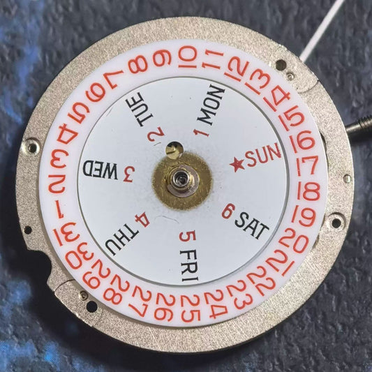 ETA CAL1219 Watch Mechanical Movement Red Font 3 Hands Double Calendar