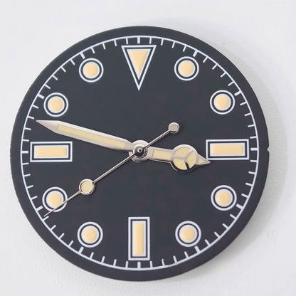 Vintage green lume watch dial with no calendar, compatible with NH34 NH35 movements, for classic look