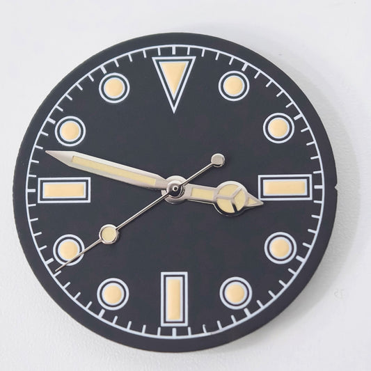 Vintage green lume watch dial with no calendar, compatible with NH34 NH35 movements, for classic look