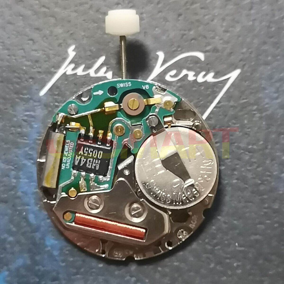 ESA536.121 Swiss Made V8 quartz watch part with single calendar, 3-hand mechanism for precise timekeeping.