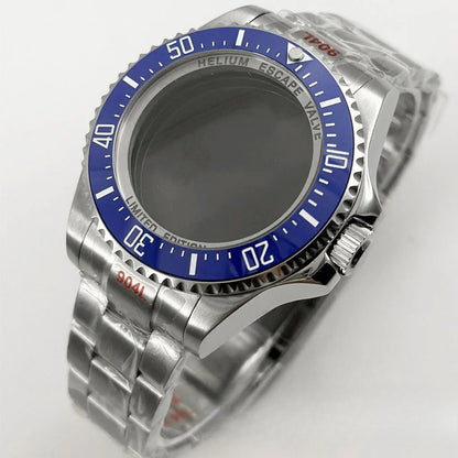 44mm Black Blue GMT Ceramic Bezel Watch Case for Deep SEA for NH34 NH35 NH36