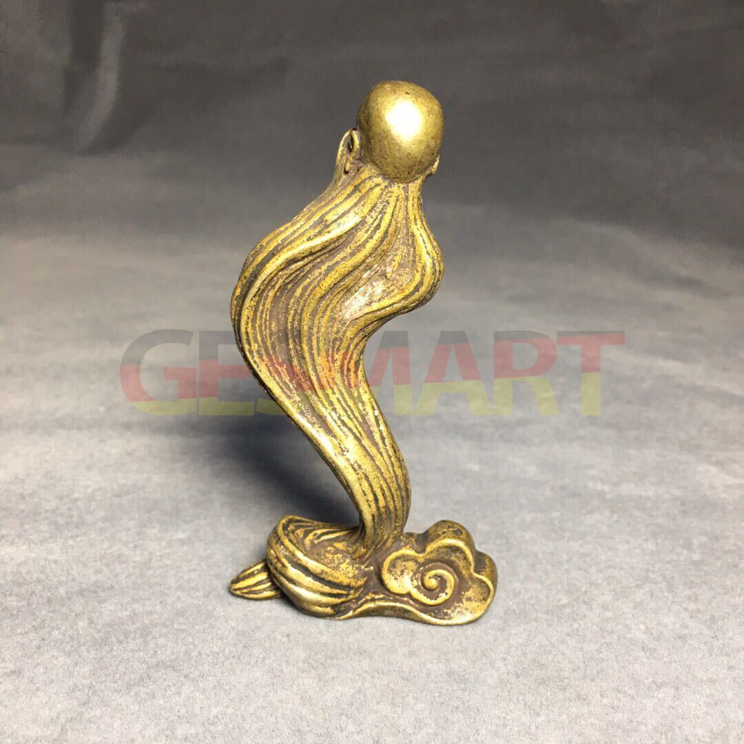 Hand-carved solid copper God of Longevity figurine, detailed bronze model for elegant home d�cor.