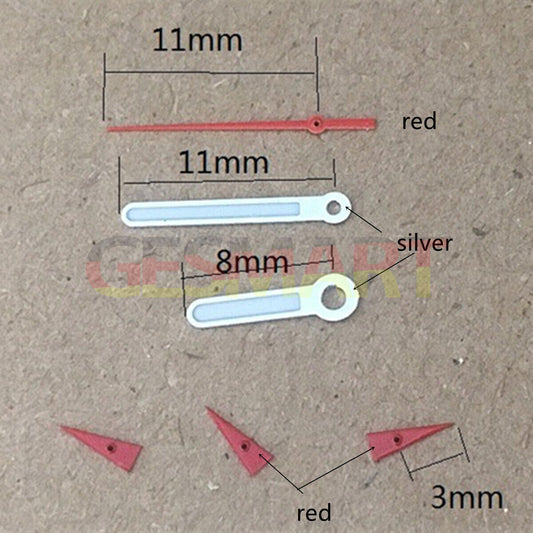 Aiguilles de montre rondes et pointues, vertes et lumineuses, 11 mm, pour Miyota OS10, OS20, OS60, OS80