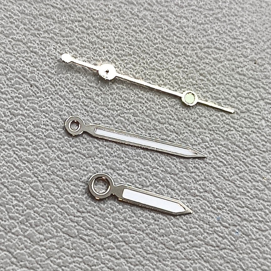2 Sets Green Lume Silver Trim Watch Hand Set for Ronda 515 Quartz Movement
