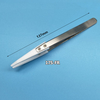 PTFE Teflon pointed tweezer, anti-static and acid resistant, ideal for precision work.