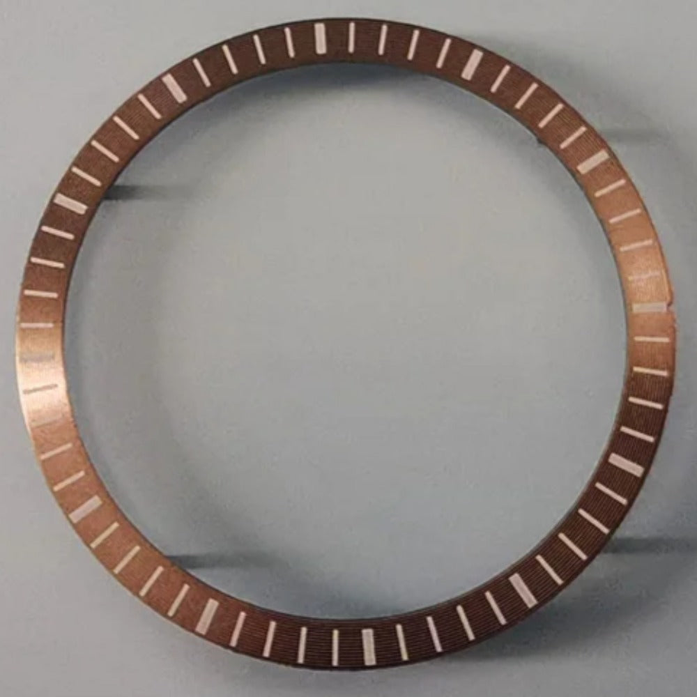 Brown watch chapter ring by New Modified, 28.5x24.5mm, fits NH70 movement for precise timekeeping.