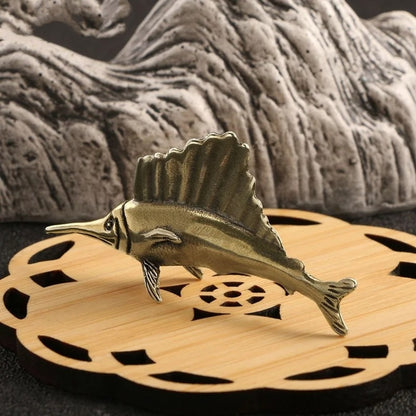 Solid copper vintage tuna trinket, hand-carved bronze with intricate detailing for collectors.