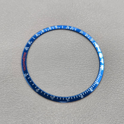 Aluminum Alloy Watch Bezel Blue Ring+White+Orange Font for Omega Speedmaster