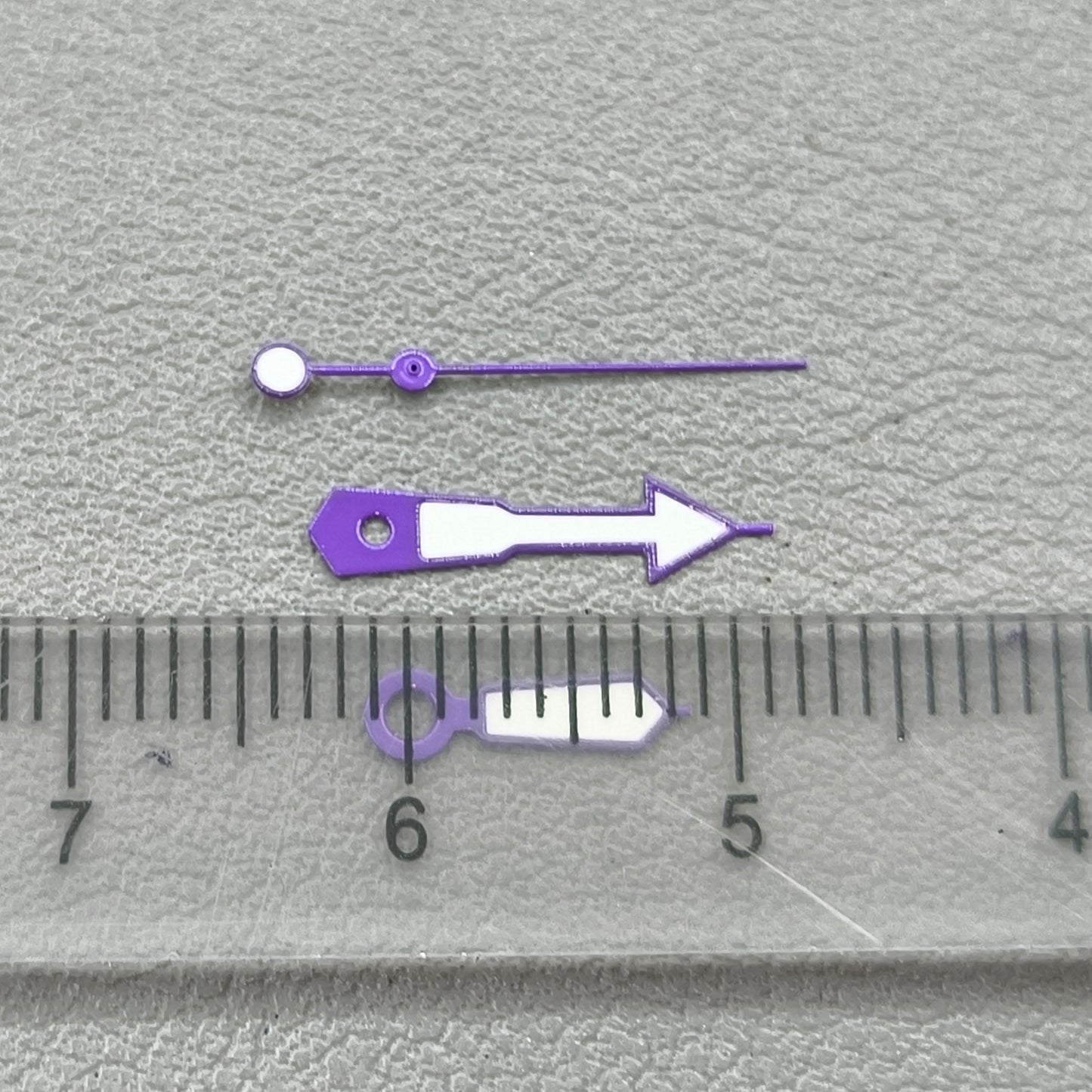 2 Sets Green Lume Purple Trim White Painted Watch Hands for NH35 NH36 7S26