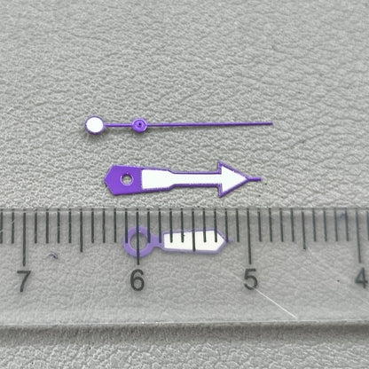 2 Sets Green Lume Purple Trim White Painted Watch Hands for NH35 NH36 7S26