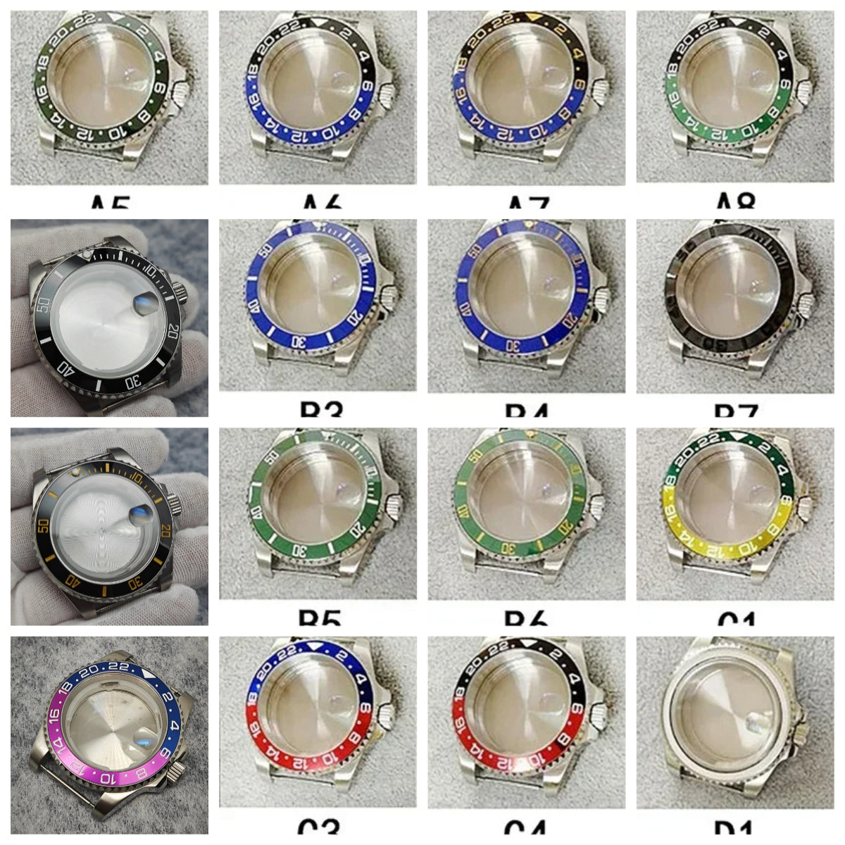 40mm SUB GMT Steel Watch Case for 2813/8215/2836/3804/8200 with Sapphire Glass
