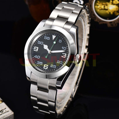 316L stainless steel 40mm men's mechanical diving watch with sapphire glass, waterproof, brand name included.