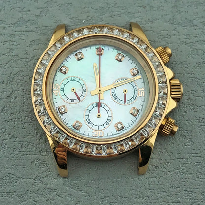 40mm Diamond Bezel Aurora Dial 316l Steel Sapphire Glass Case Suitable For VK63