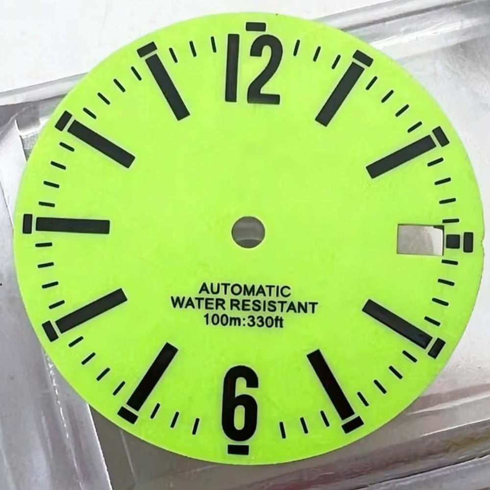 29mm Green Watch Dial Green Lume Fit for NH35 NH36 Movement Watch Part