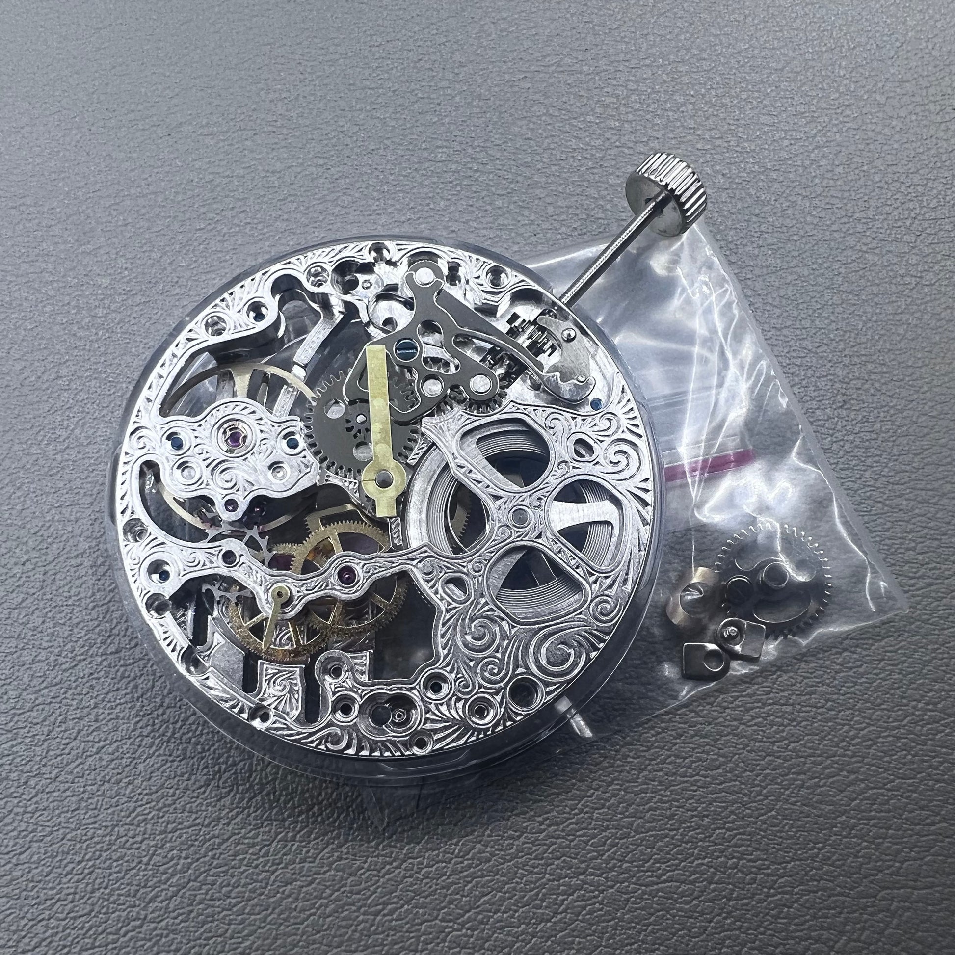 Seagull ST3600 silver hollow mechanical watch movement, ETA 6497 replacement for repairs