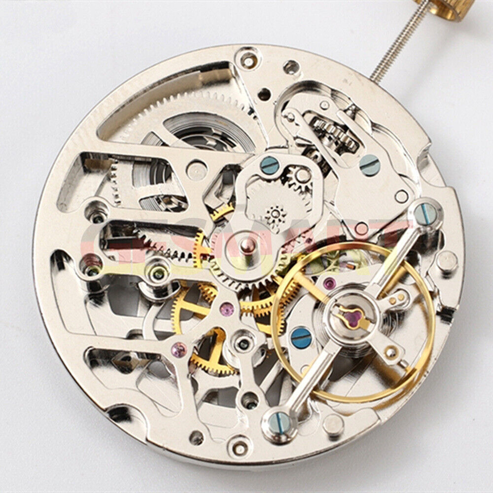 Dandong Silver automatic watch with hollow dial, small second at 9 o'clock, mechanical movement.