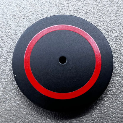 Black and red 28.5mm watch dial compatible with Miyota 8215 and 8200 movements.