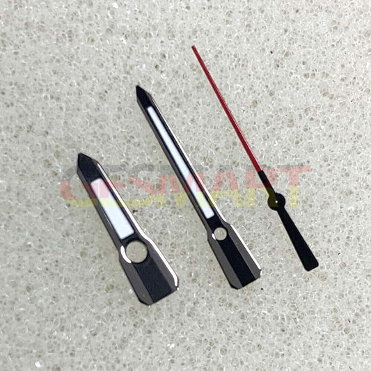 Arrow shape green luminous watch hands with black trim for NH35, NH36, 4R, 7S movements.
