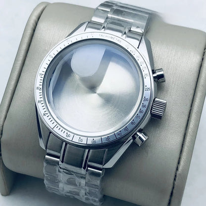 39.7mm Watch Moon Back Cover Case Chronograph Fit VK63 VK64 For OMG 20mm Strap