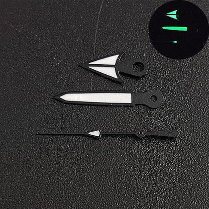 Green luminous watch hands for NH35/NH36 movement, high-quality glow pointers.