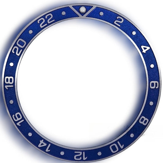 38X30.7Mm Blue Aluminum Watch Bezel Silver Raised Font Watch Part