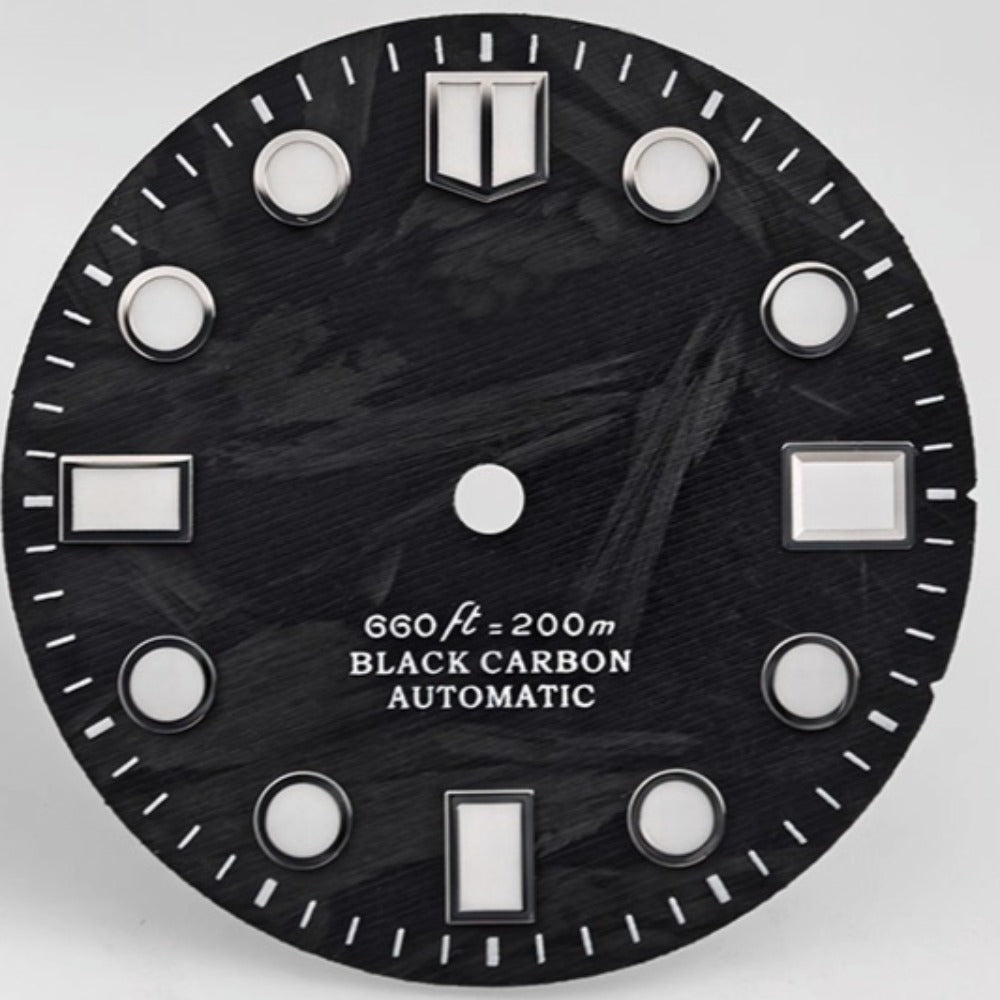 Round 28.5mm Carbon Fiber Black and Grey Watch Dial with Lume for NH34/35