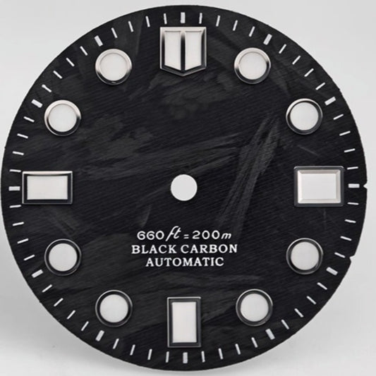 Round 28.5mm Carbon Fiber Black and Grey Watch Dial with Lume for NH34/35