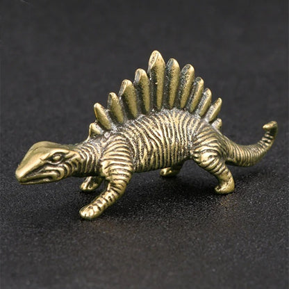 Hand-carved vintage solid copper dinosaur figurine, ideal collectible bronze trinket.