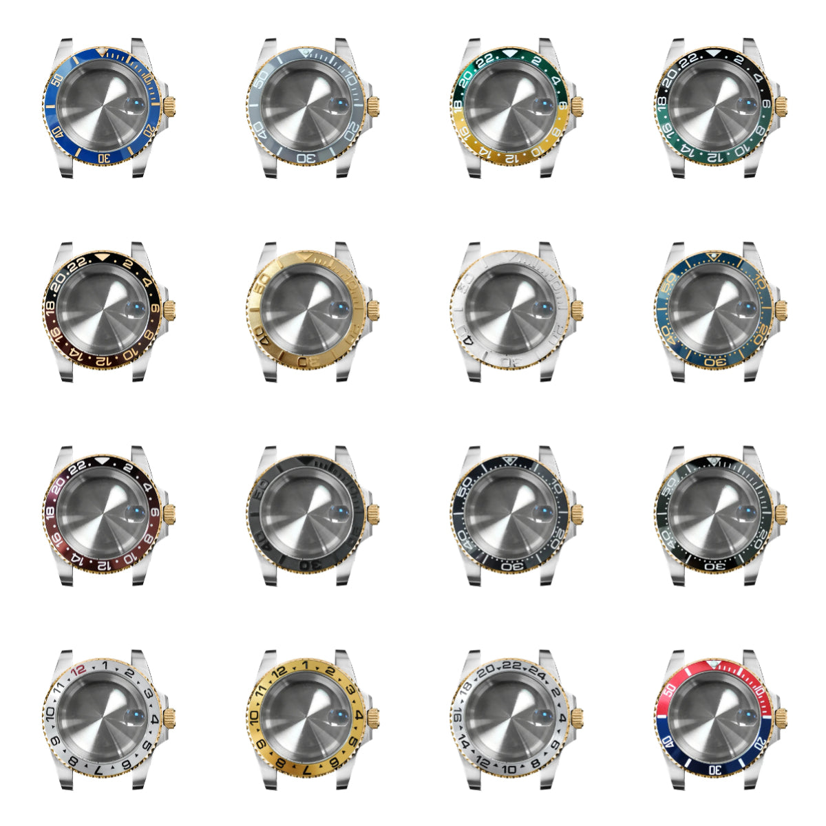 40mm Steel Gold Edge Watch Case Sapphire Date Magnifying Glass for NH35/NH36
