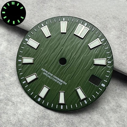 28.5mm Single Calendar Luminous  Water Ripple Texture Watch Dial Fit NH35 NH36