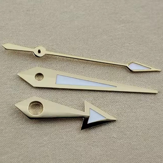 Golden Trim 10X12X12.5mm Green Lume Watch Hands Fit for NH35 NH36 PT5000