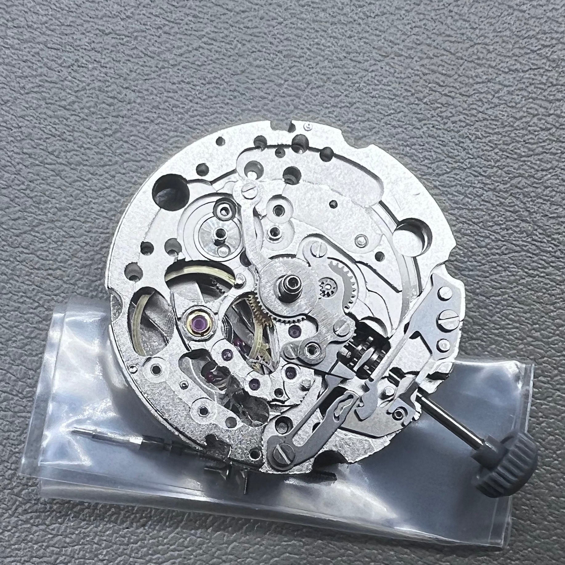 Japan Miyota 82S0 silver hollow automatic mechanical watch movement with visible gear design for precision timekeeping