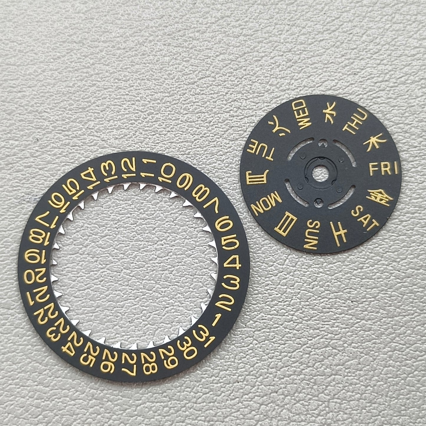 Japanese/English Golden Font Black Date Disk Wheel Set for NH36 Crown@3.0