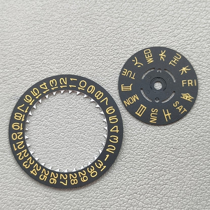 Japanese/English Golden Font Black Date Disk Wheel Set for NH36 Crown@3.0