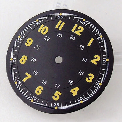 Pilot 29mm Nologo black and silver dial face for NH35 NH36 vintage diver watch mod parts