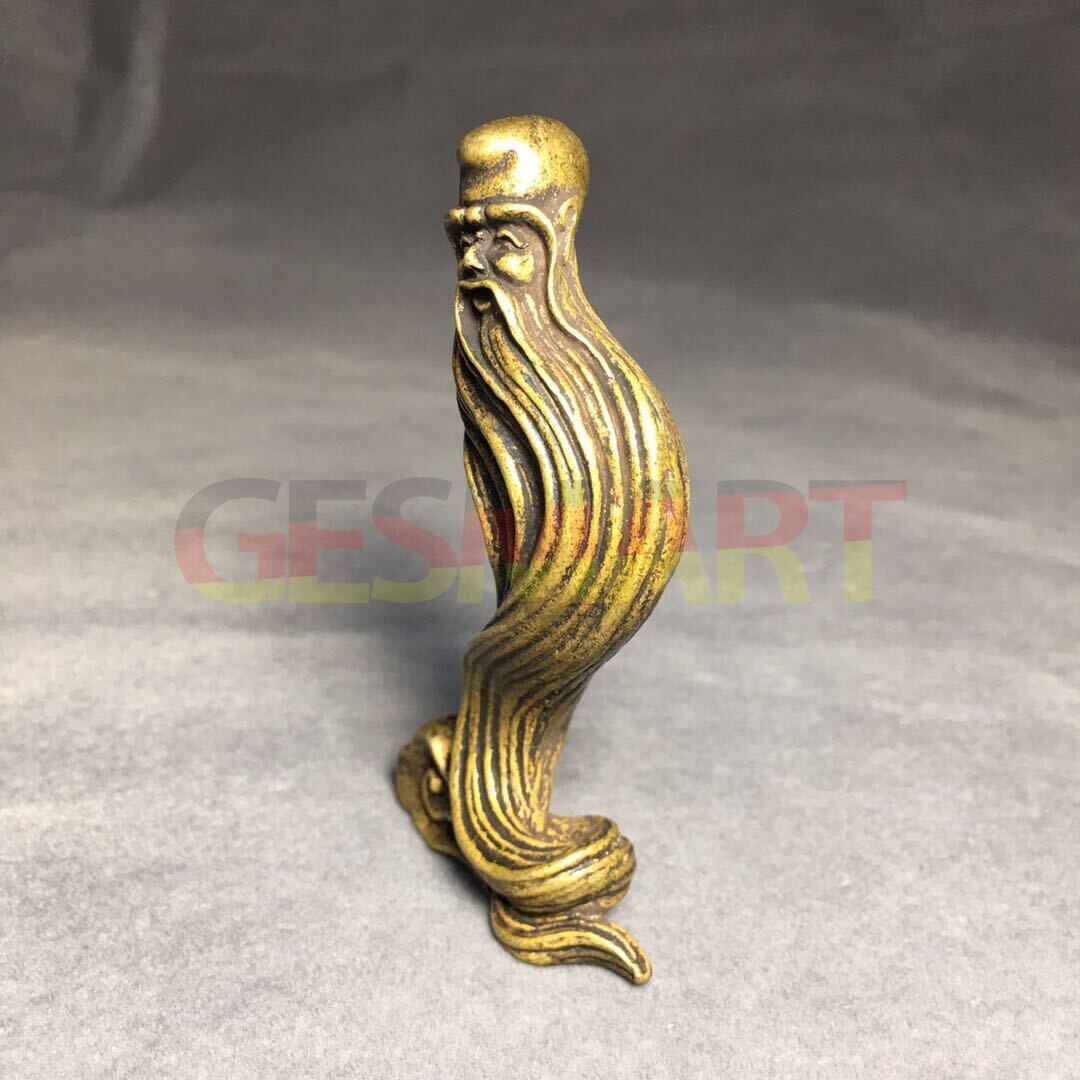 Hand-carved solid copper God of Longevity figurine, detailed bronze model for elegant home d�cor.