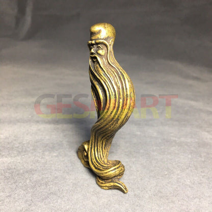 Hand-carved solid copper God of Longevity figurine, detailed bronze model for elegant home d�cor.