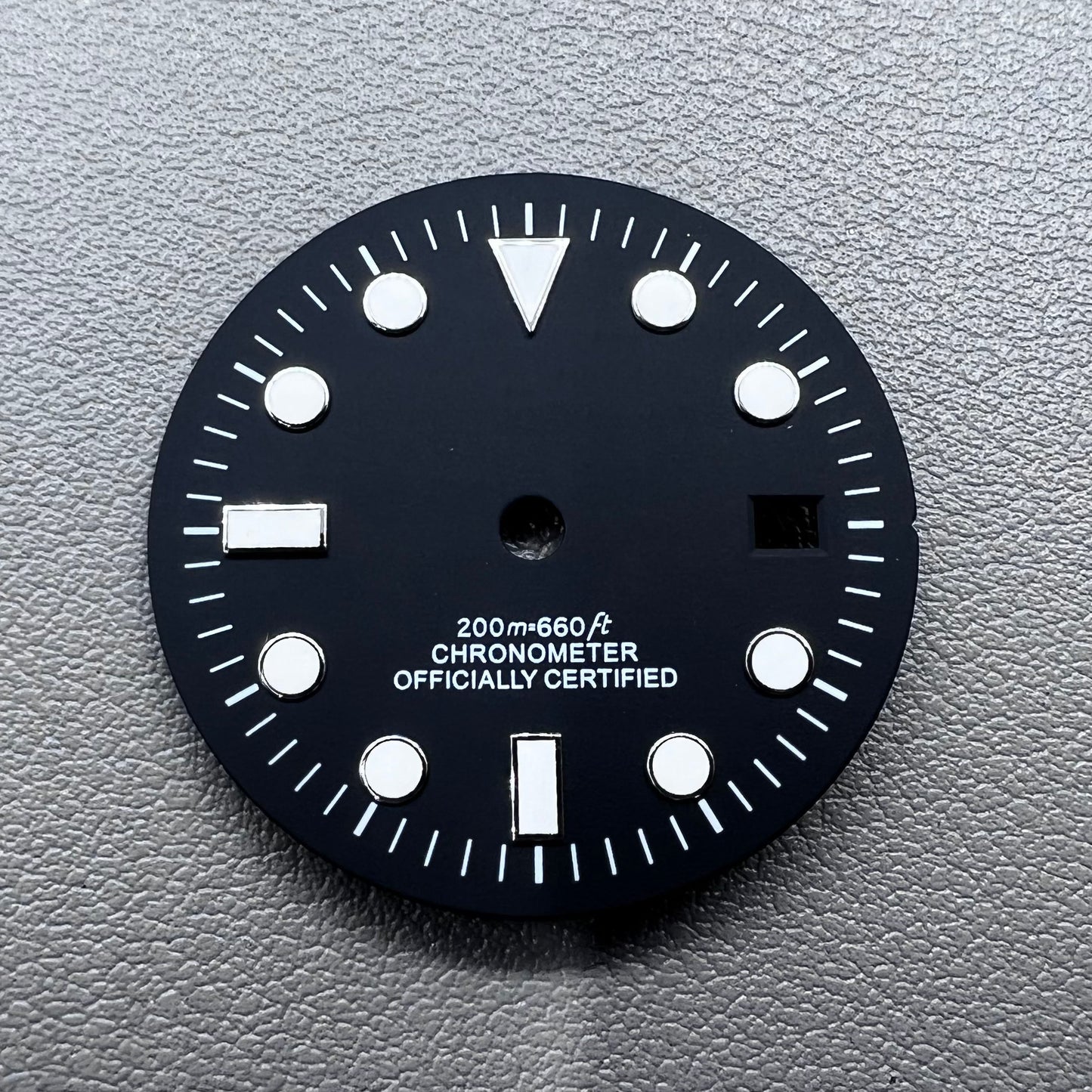 32mm green luminous watch dial with black GMT markers, designed for NH34 movement, ideal for diving watches.
